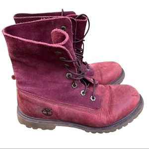 Timberland Shoes | Timberland Burgundy Suede Roll Top Boots 8 | Color: Red | Size: 8 | Jrworden's Closet